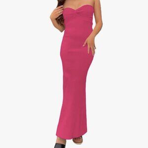 Sexy Twist Knot Front Ribbed Knit Bodycon Bandeau Tube Dress